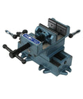 Rock Solid Cross Slide Drill Press Vise With Precision Micro Adjustment Knobs And Dead Nuts Accurate 3 Inch Jaw Capacity For Machinist Workbench Tool Rig angled view showcasing fine cast iron construction and adjustment knobs.