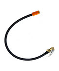 Hardcore Locking Air Chuck And Car Tire Inflator Hose Adapter With Adjustable Length, heavy duty, 80 cm coiled black hose.