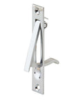 Sliding Door Edge Pull With 3/4 Inch Width And Spring Return, Flush Lever On Plate, Solid Brass Construction With Bright Chrome Finish