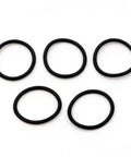 Five black gaskets from Assorted Rubber O Ring Seal Kit Ten Pieces With Outer Diameters 15 16 17 18 19 20 21 22 23 24 25 26 27 28 29 30 32 34 35 36 38 40 42 50 Millimeter And One Point Five Millimeter Cross Section Waterproof Gasket Set For Plumbing Industrial Equipment Pumps