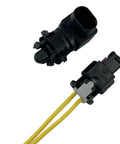 Straight Shot Ambient Air Temperature Sensor With Pigtail Wire Harness, black connectors and yellow wires, ideal for Cadillac Buick GMC trucks.