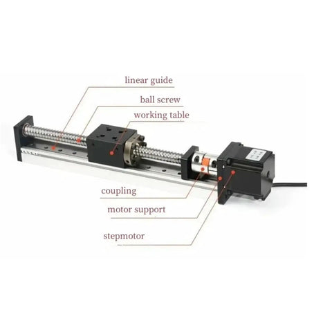 Ultimate Electric Linear Guide Rail Cross Actuator System With 57 Stepper Motor Ball Screw Motion Module For DIY CNC And Robotics Projects, smooth motion in black aluminum