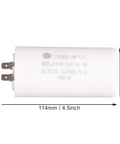 60uF 250V Motor Run Capacitor with CBB60 cylindrical design and dimensions shown, ideal for washers, pumps, and air compressors.