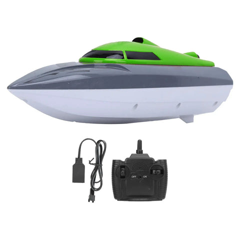 RC Speed Boat With Dual Motors And Large Battery, Durable ABS Chassis For Tough Play, Drag Reduction Design, Green, with remote and charger