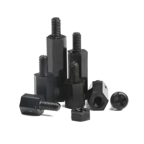 Non Conductive Nylon M3 Hex Spacer Set For Drones And PCBs, 540 Or 720 Piece Standoff Nut Kit, black hex spacers