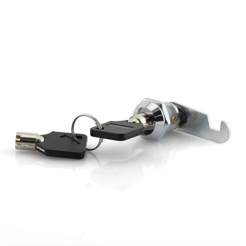 Hefty 20mm Thread Tubular Cam Lock Keyed Alike With Two Quincunx Keys Slick Zinc Alloy Hardware For Drawers Cabinets And Desk Tight Fit Silver Tone Finish with two keys and mounting hardware.