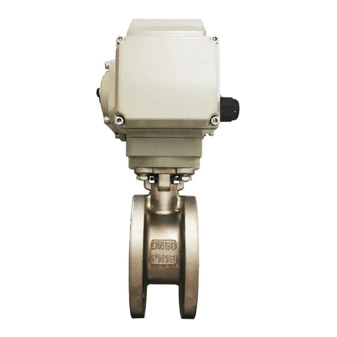 2 Inch 12 Volt Electric V Type Modulation Ball Valve For Industrial Irrigation Systems Delivers Precise Water Flow Control Built Tough For Heavy Duty Use Everyday, DN50 PN16