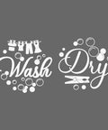 Heavy Duty Laundry Room Wall Stickers Featuring Wash And Dry Vinyl Decals For Your Home With Straight Up Minimalist Diy Decor Vibes In Crisp White Wall Accent Look, showcasing crisp white 'Wash' and 'Dry' decals with bubbles.