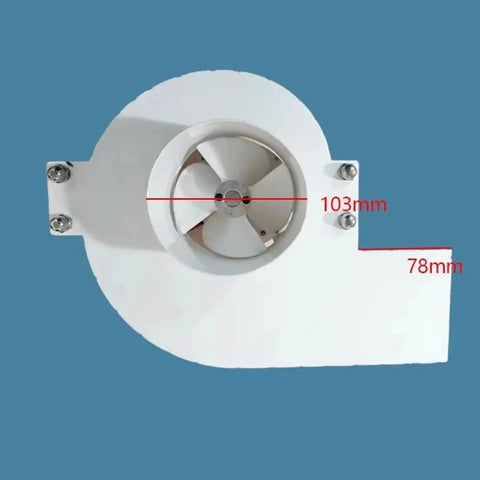 Axial Flow Hydroelectric Generator For 12-24V Systems, 150W Water Turbine Power front view with dimensions visible