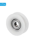 U Groove Nylon Pulley Wheel 5x25x9mm Set of 4 for Sliding Doors Windows Drawers and Conveyor Tracks White Heavy Duty Bearing Guide Rollers for Smooth Sliding and Durable Hardware, white nylon wheel