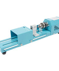 96W Mini Wood Lathe Machine With Pure Copper Motor 7 Adjustable Speeds For Hobbyist Woodturning Drilling Engraving And Sanding Tasks compact blue tool view from side