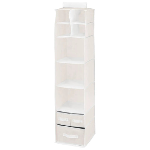 Must-Have Fabric Hanging Closet Organizer With 7 Shelves And 3 Removable Drawers for Baby Nursery and Bedroom in Gray