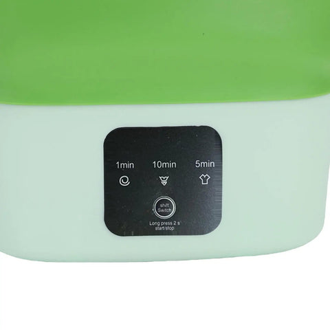 Control panel of Laundry Day No Sweat With This 6L Folding Portable Washing Machine showing 1, 10, and 5 min settings.