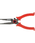 8.5 Inch Stainless Steel Pliers With Non Slip Handle, Spring Loaded, Crimp Tool, Side Cutters, Anvil Cutters, Lanyard Hole And Sheath, TiN Coated For Extra Durability And Rust Resistance on white background