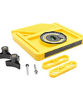 Heavy Duty Featherboard With Built In Level And Quick Angle Finder Featuring Strong Magnetic Mount For Router Tables And Table Saws, yellow plastic, accessories included.