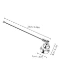 Christmas Metal Candle Fire Extinguisher Cap With Long Handle, Effortless Tealight Snuffer with measurements on a white background.