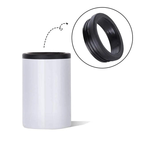 4 Pack 12 Oz Sublimation Can Insulators White Stainless Steel Beer Can Coolers for Tumbler Press with black lid detail