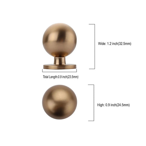 Sweet 10 Pack Champagne Bronze Cabinet Knobs, 1.2 Inch Round Drawer Knobs For Cabinets And Dresser dimensions