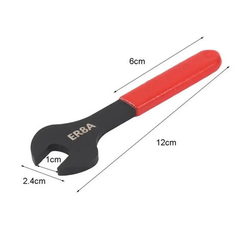 Heavy Duty ER Wrench Spanner For ER8A ER11A ER16A ER20A ER25A Collet Chuck Fits CNC Machining Centers With High Precision Locking And Stable Clamping Performance For Your Tool Setup, featuring a red handle and durable steel head.