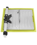 Top view of Badass 7 Inch Portable Wet Tile Saw With Tough Stainless Steel Table and Smooth Miter Guide for Quick Ceramic Cutting.