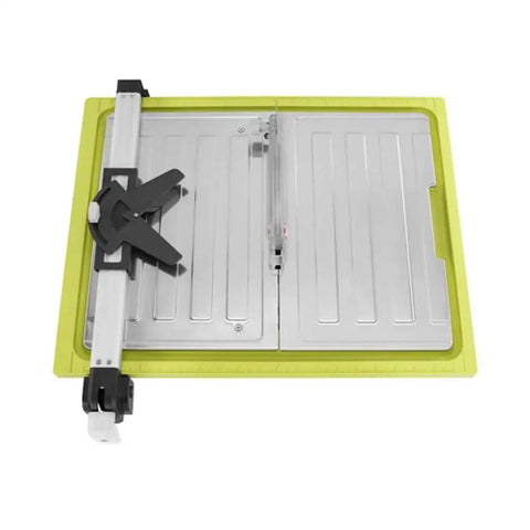 Top view of Badass 7 Inch Portable Wet Tile Saw With Tough Stainless Steel Table and Smooth Miter Guide for Quick Ceramic Cutting.
