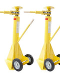 Tough As Nails 2 Pack Semi Trailer Stabilizing Jacks with solid rubber wheels, yellow finish, for rig leveling support.