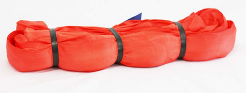 Red sling from 12 Piece Polyester Endless Round Sling Kit For Lifting Rigging Hoist Towing And Wrecker Recovery Heavy Duty Round Slings