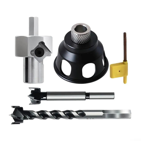 Built Tough Vertical Drill Guide Aluminum Alloy Positioning Jig For Precision Woodworking Doweling with different interchangeable bushings.