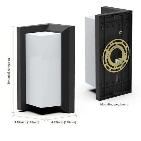 Outdoor Wall Porch Light LED Matte Black Exterior Lamp IP65 Waterproof With Three Color Temperature Options dimensions