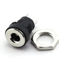 12 Pack 3.5Mm X 1.3Mm Two Pin Female DC Power Jack With Panel Mount Screw Nut Kit shows the socket and mounting nut design.