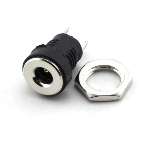 12 Pack 3.5Mm X 1.3Mm Two Pin Female DC Power Jack With Panel Mount Screw Nut Kit shows the socket and mounting nut design.
