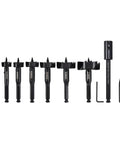 Self Feed Drill Bit Kit 8 Piece For Wood With 7/16 Inch Quick Change Shank Built To Last Aggressive Tip Three Hardened Cutting Surfaces