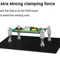 4 Piece Soldering Helping Hand Set With Magnetic PCB Holders ESD Safe Metal Tower Clamp Fixtures displayed on a base