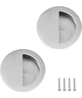 Hidden Concealed Recessed Sliding Door Pull Handles Pack Of 2 In Brushed Stainless Steel Round Flush Door Knob With Screws