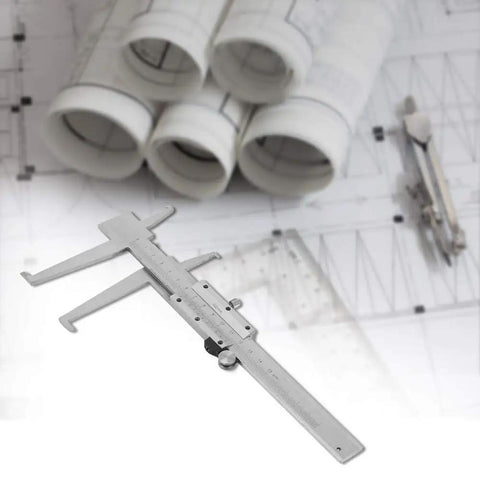 Carbon Steel Vernier Caliper Measuring Tool 9-150mm Inside Groove With Box on technical drawings for DIY projects