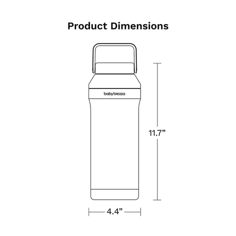 Dimensions of Portable Breast Milk Cooler With Double Insulated Stainless Steel Thermos, measuring 11.7" tall and 4.4" wide.