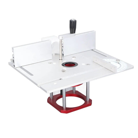 Built Different Router Table Combo Kit Featuring Smooth Zero To Fifty Four Millimeter Lift System with aluminum insert plate and clamping setup.