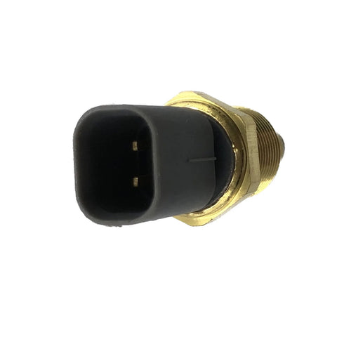 Side view of DEVMO engine coolant temperature sensor switch with brass threaded body and black 2-pin connector