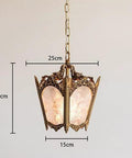 Cool Copper Pendant Light With Ice Crack Glass Lantern Adjustable Hanging Height Single Head Chandelier dimensions shown