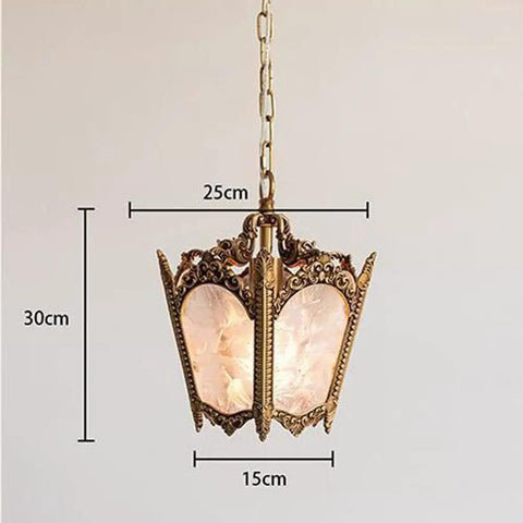 Cool Copper Pendant Light With Ice Crack Glass Lantern Adjustable Hanging Height Single Head Chandelier dimensions shown