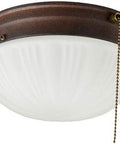 Two Light Flush Mount Indoor Ceiling Fixture With Pull Chain In Sienna Finish And Frosted Fluted Glass