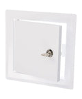Top Shelf 6X6 Inch White Metal Lockable Wall Access Panel featuring smooth door and heavy duty key for drywall maintenance.