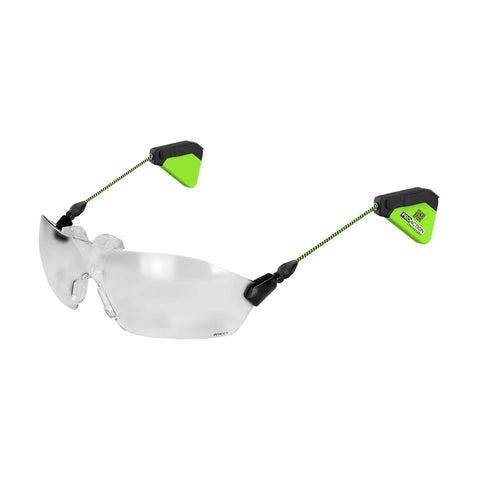 Hard Hat Safety Glasses With Interchangeable Lenses Anti Fog Anti Scratch Ansi Certified Ppe Eyewear side view with self-adjusting cords.