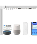 Smart Curtain System With Electric Track And Adjustable Rail, Motorized Curtain Rods With Remote, Automatic Opener, Works With Alexa And Google Home, Up To 200 Inches, Easy Install And Quiet Operation, white ceiling track with remote and app control