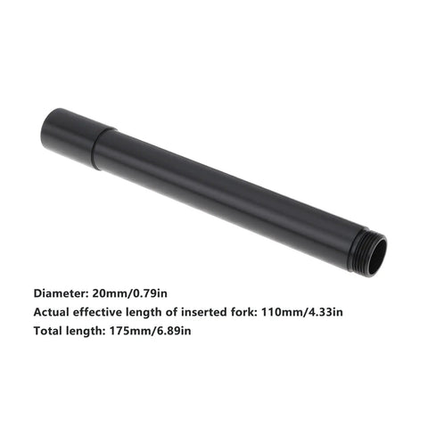 Thru Axle 20mm x 110mm with 175mm Overall Length, Compatible with Fox 40 Forks in black aluminum alloy