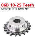 Heavy Duty 06b Drive Sprocket Made From Solid 45# Steel With 10 25 Tooth Options And 10 32Mm Bore, detailed view of teeth and bore.