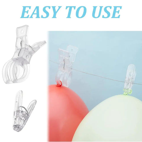 Large Transparent Balloon Clips Plastic Spring Clamps For Birthday Party Backdrop Decoration Craft Woodworking Photography Studio Reusable Strong Hold Garlands And More, clear plastic clips on balloons