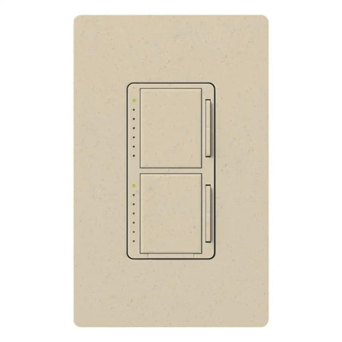 Dual Digital Dimmer Switch For Incandescent Lighting, 300W Single Pole, White Finish, front view, beige wall plate
