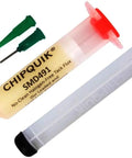 Low Viscosity No Clean Halogen Free Tack Flux SMD491 in a 10cc syringe with plunger and tips for SMD rework.
