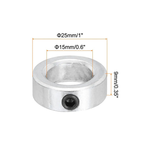 Heavy Duty Workhorse 0.6 Inch Bore Zinc Plated Carbon Steel Shaft Collar Clamp with Set Screw Style Silver Two Pack for Motor Bases